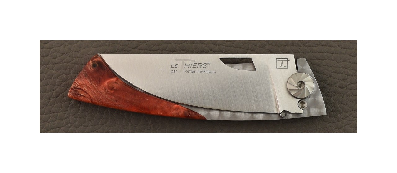 Thiers® Handmade Knife Red Stabilized Poplar Burl