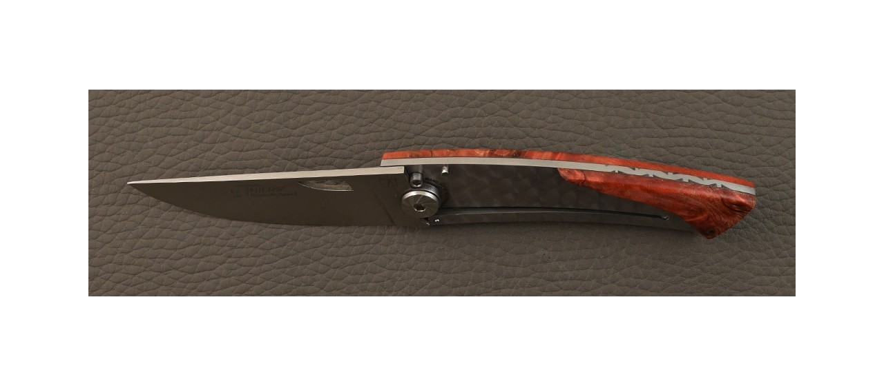 Thiers® Handmade Knife Red Stabilized Poplar Burl
