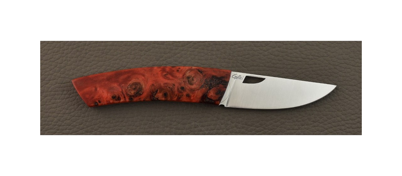 Thiers® Handmade Knife Red Stabilized Poplar Burl