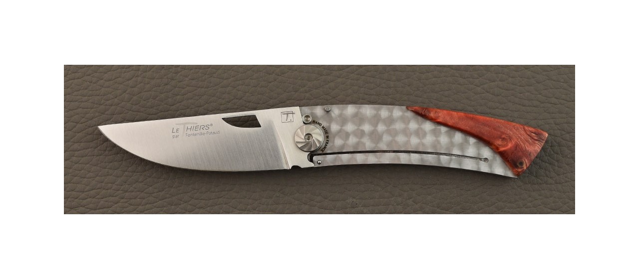 Thiers® Handmade Knife Red Stabilized Poplar Burl