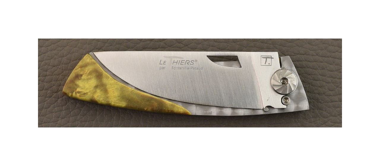 Thiers® Handmade Knife Green Stabilized Poplar Burl