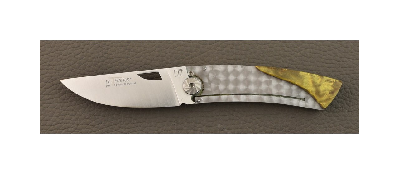 Thiers® Handmade Knife Green Stabilized Poplar Burl
