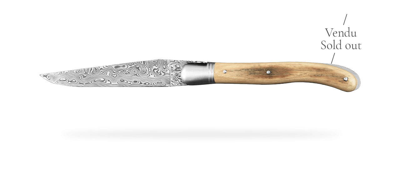 Laguiole Nature Damascus mammoth with engraving