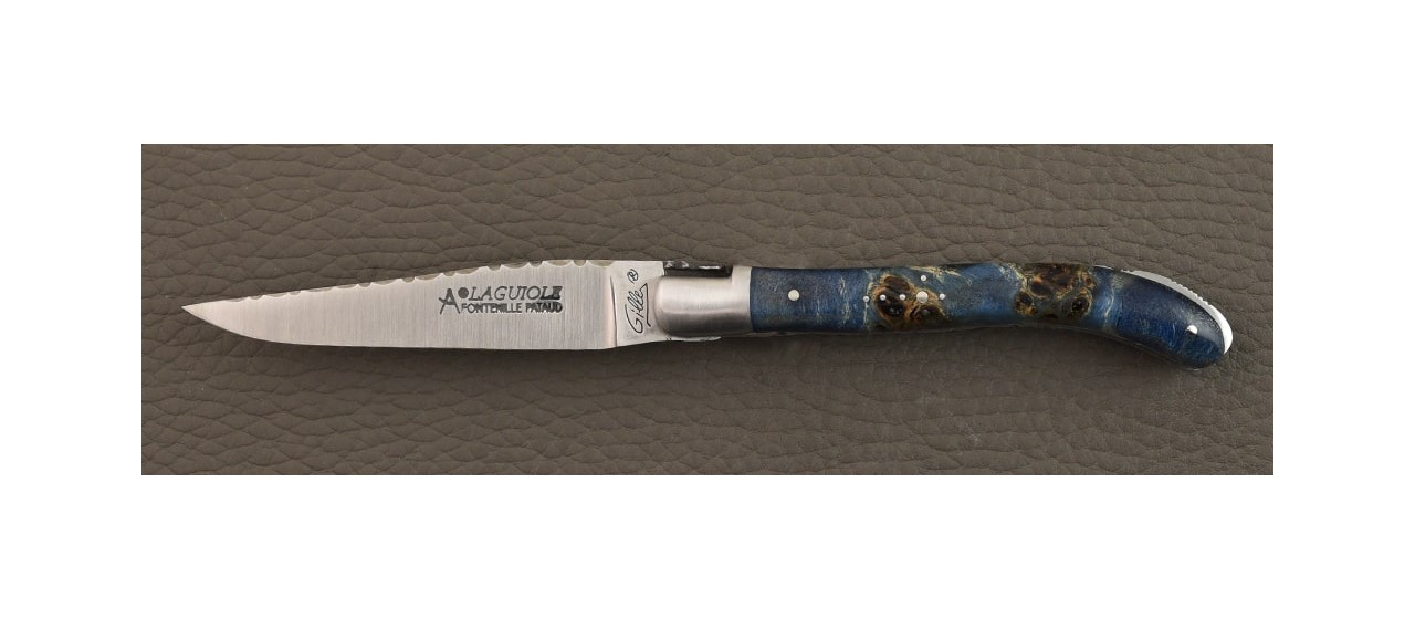 Laguiole XS Guilloché Range Stabilized Blue poplar burl