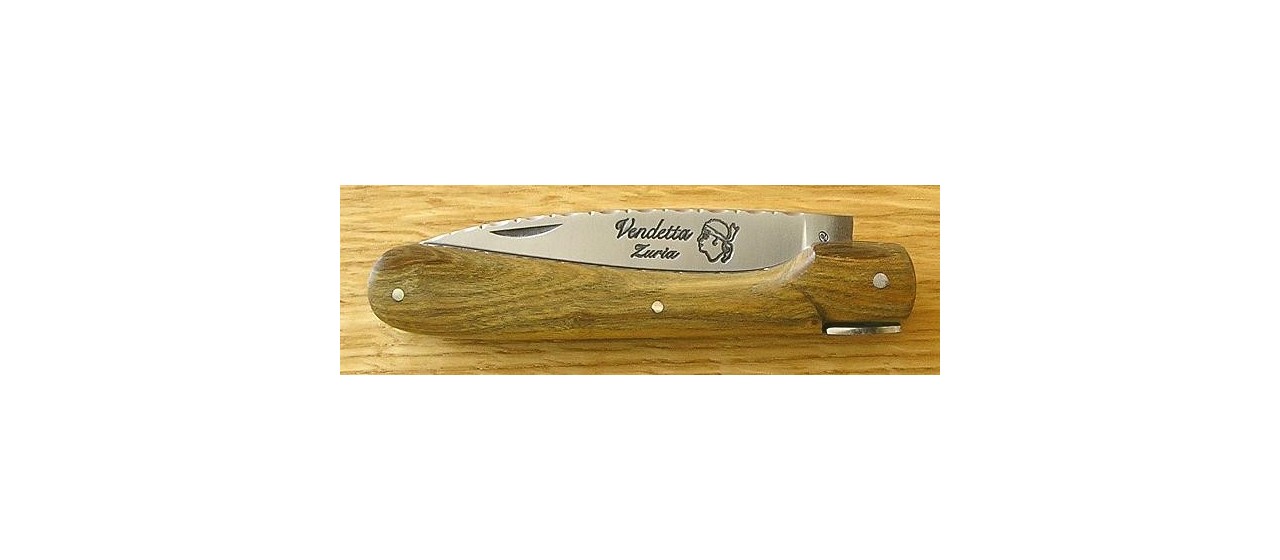 Corsican Vendetta knife Guilloche Range Pistachio wood