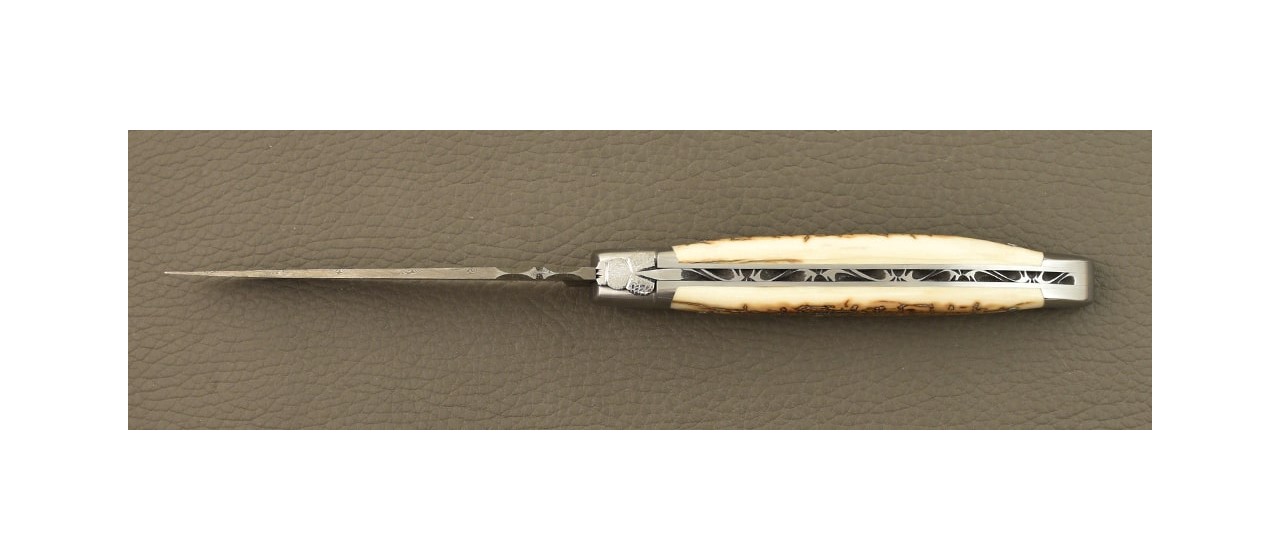 Laguiole Traditionnel 13 cm Damas Mammouth brun
