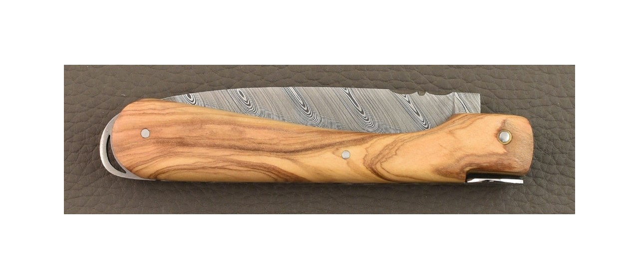 Corsican Sperone "Guilloché" Damascus Range Full Handle Olivewood