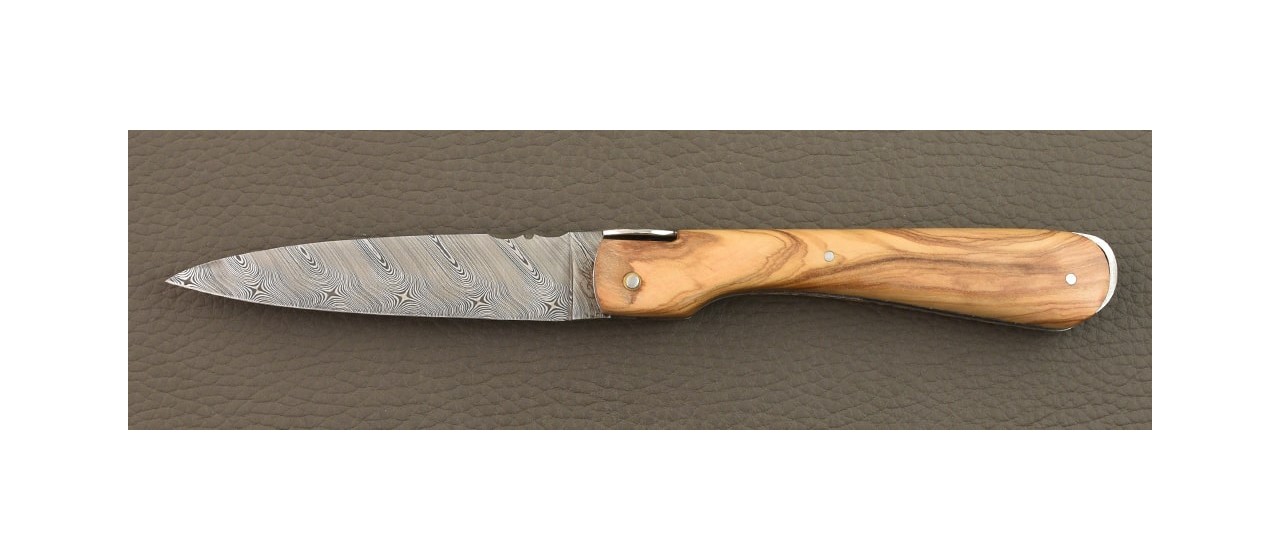 Corsican Sperone "Guilloché" Damascus Range Full Handle Olivewood