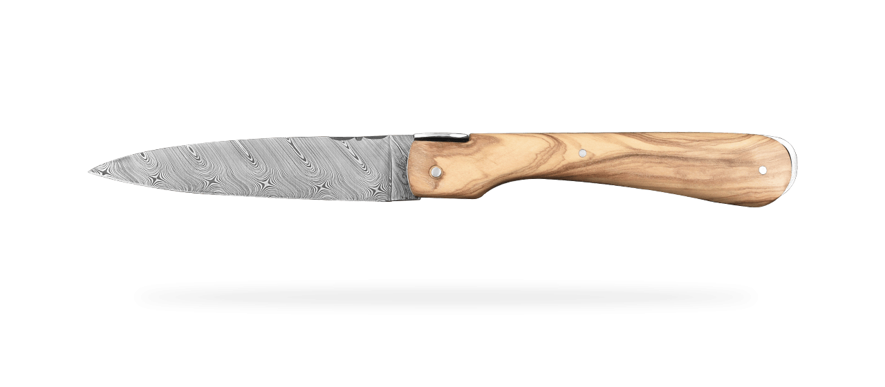 Corsican Sperone "Guilloché" Damascus Range Full Handle Olivewood