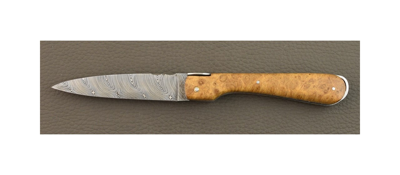 Corsican Sperone "Guilloché" Damascus Range Full Handle Amboyna burl