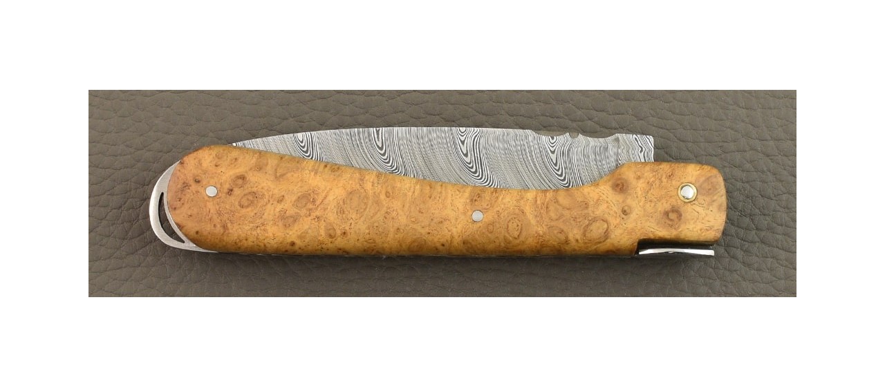 Corsican Sperone "Guilloché" Damascus Range Full Handle Amboyna burl