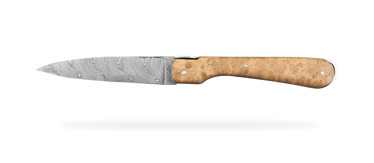 Corsican Sperone "Guilloché" Damascus Range Full Handle Amboyna burl