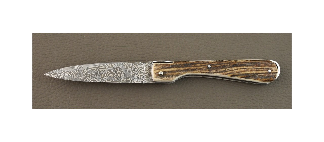 Corsican Sperone "Guilloché" Damascus Range Full Handle Stag