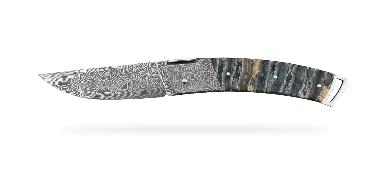 Le Thiers® Gentleman Damascus Range Blue Molar tooth of mammoth, Delicate filework