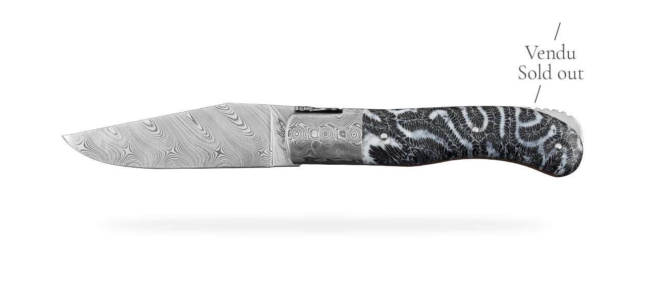 Laguiole Gentleman Damascus Coral with engraving