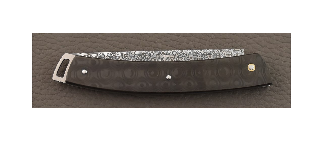 Le Thiers® 11,5 cm Nature Fat Carbon Black Drop and Damascus steel