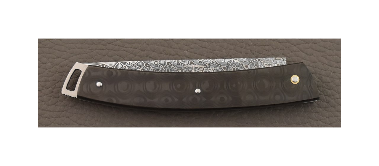 Le Thiers® 11,5 cm Nature Fat Carbon Black Drop and Damascus steel