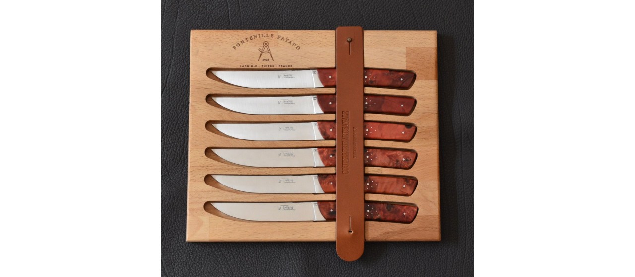 Set of 6 Le Thiers® knives Red Poplar burl