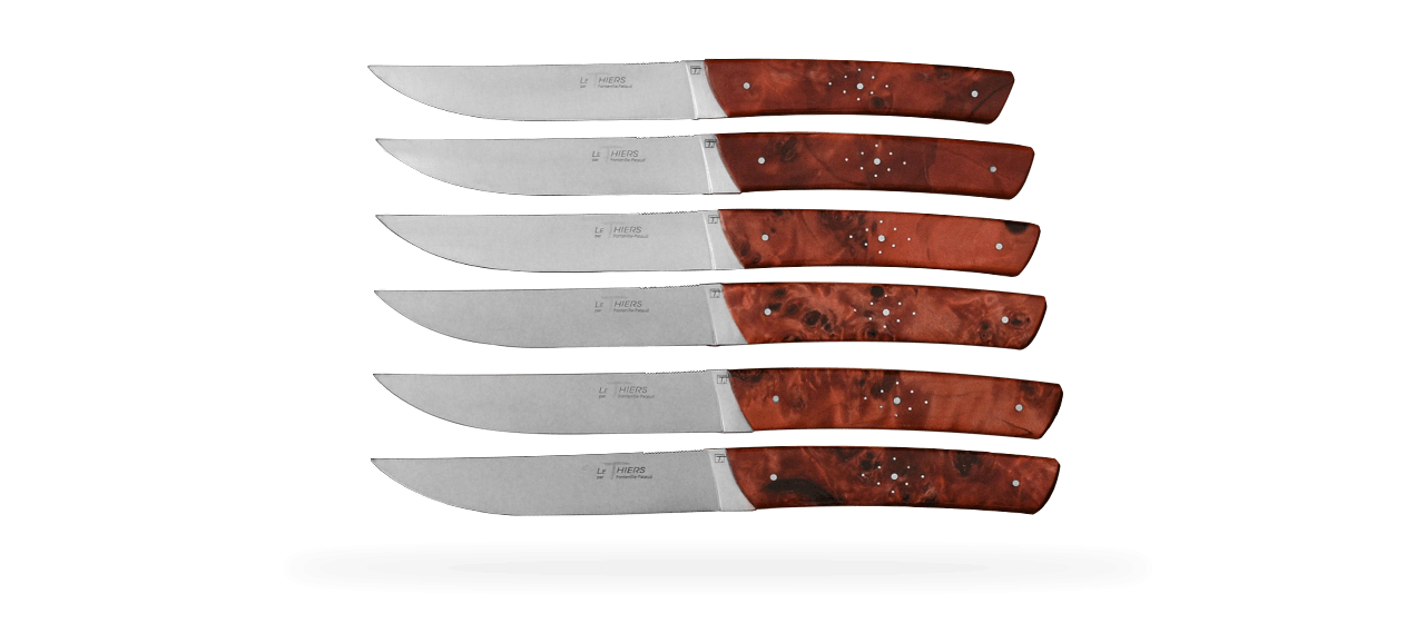 Set of 6 Le Thiers® knives Red Poplar burl