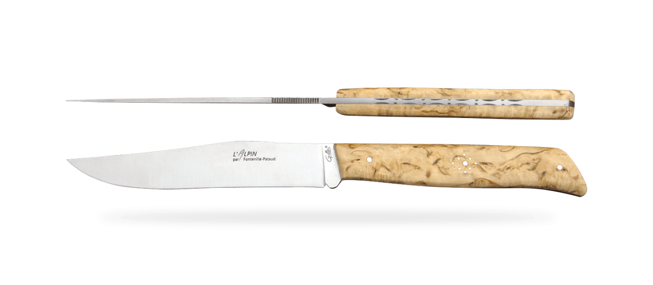 Set of 2 Alpin knives Curly birch