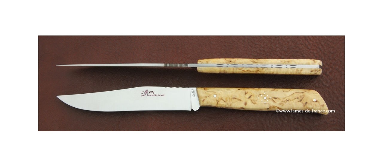 Set of 6 Alpin knives Curly birch