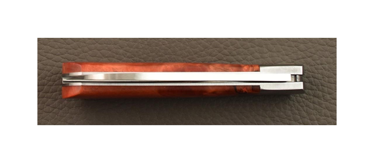 London pen knife 11 cm  red polar burl handmade in France