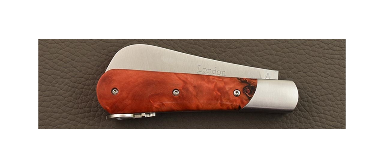 London pen knife 11 cm  red polar burl handmade in France