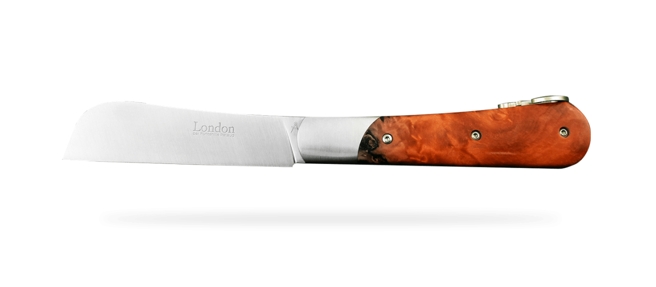 London pen knife 11 cm  red polar burl handmade in France