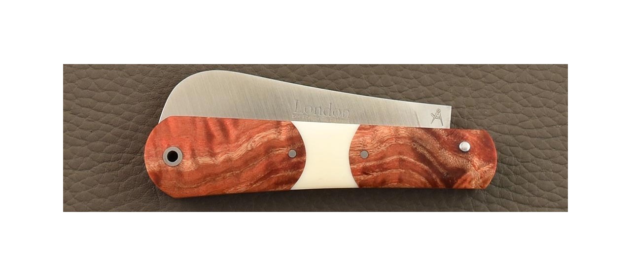 Pen knife London handmade in France red poplar burl