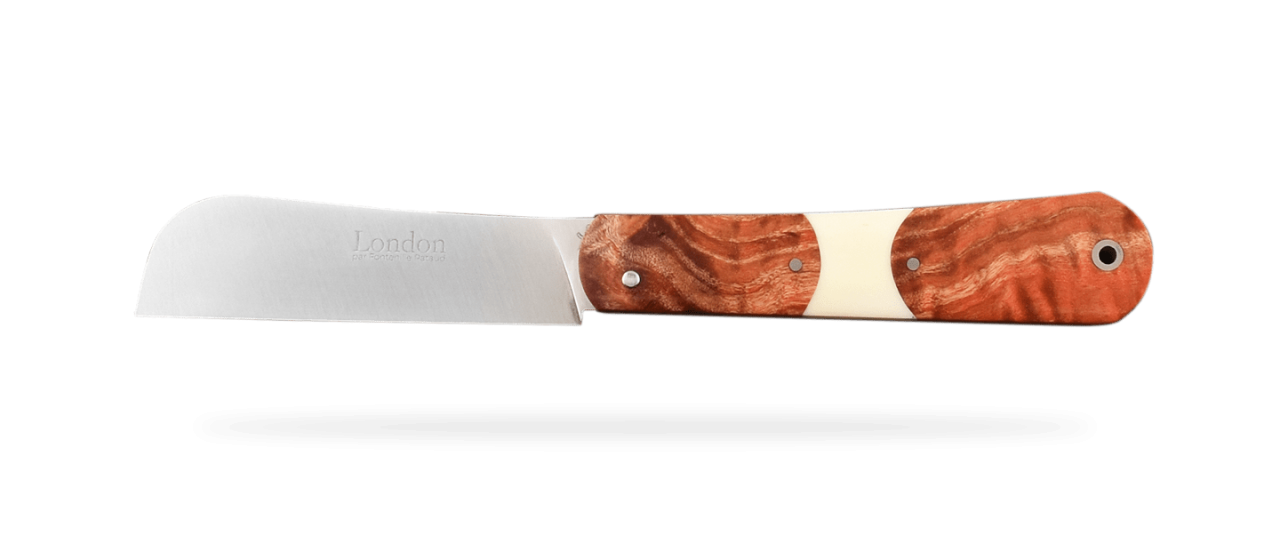 Pen knife London handmade in France red poplar burl