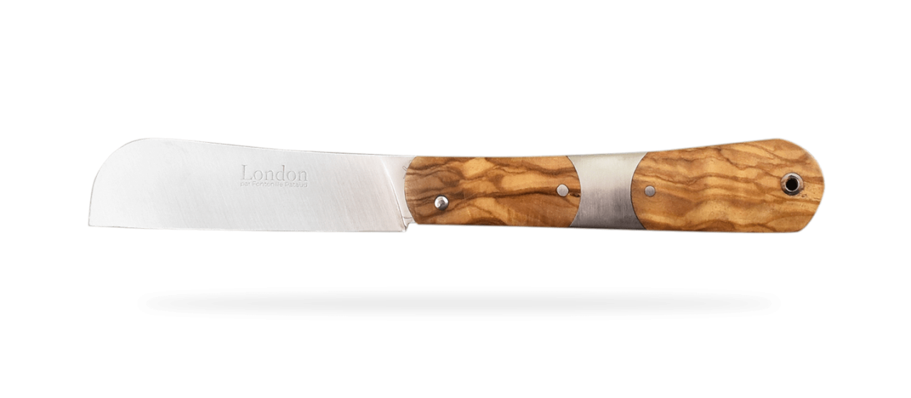 Folding knife London handmade in France and olivewood handle