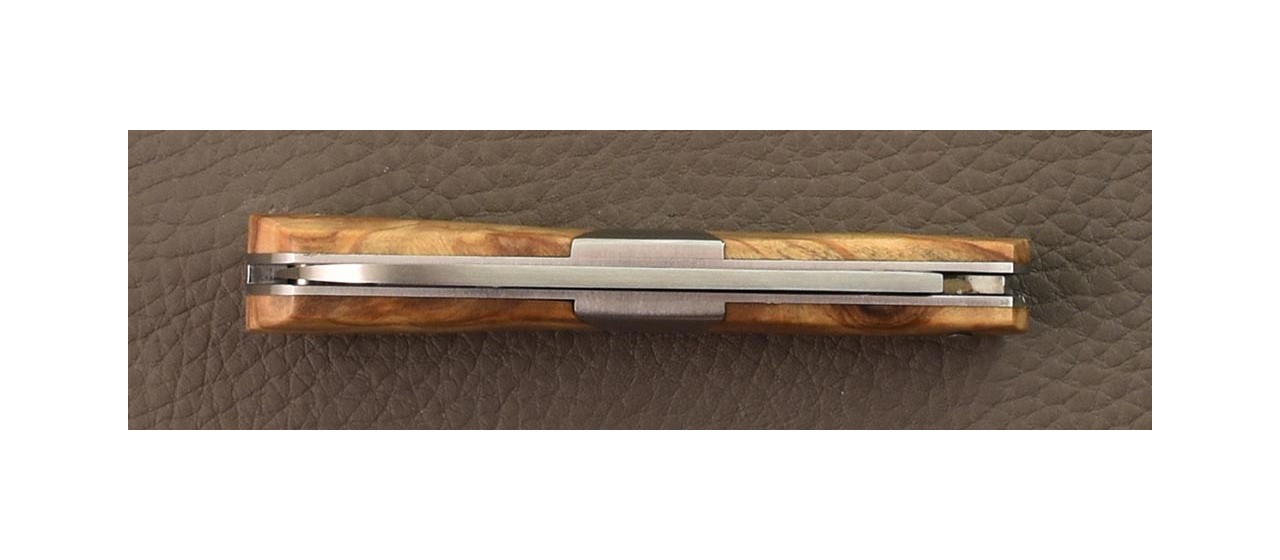 Folding knife London handmade in France and olivewood handle