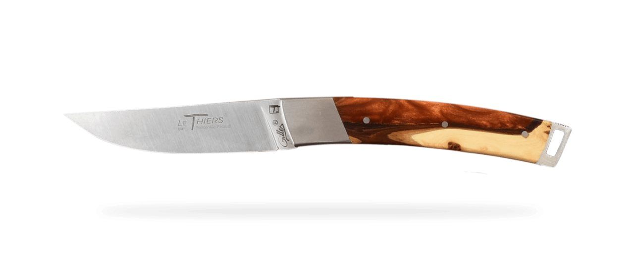 Le Thiers pocket knife expoxy resin and juniper burl