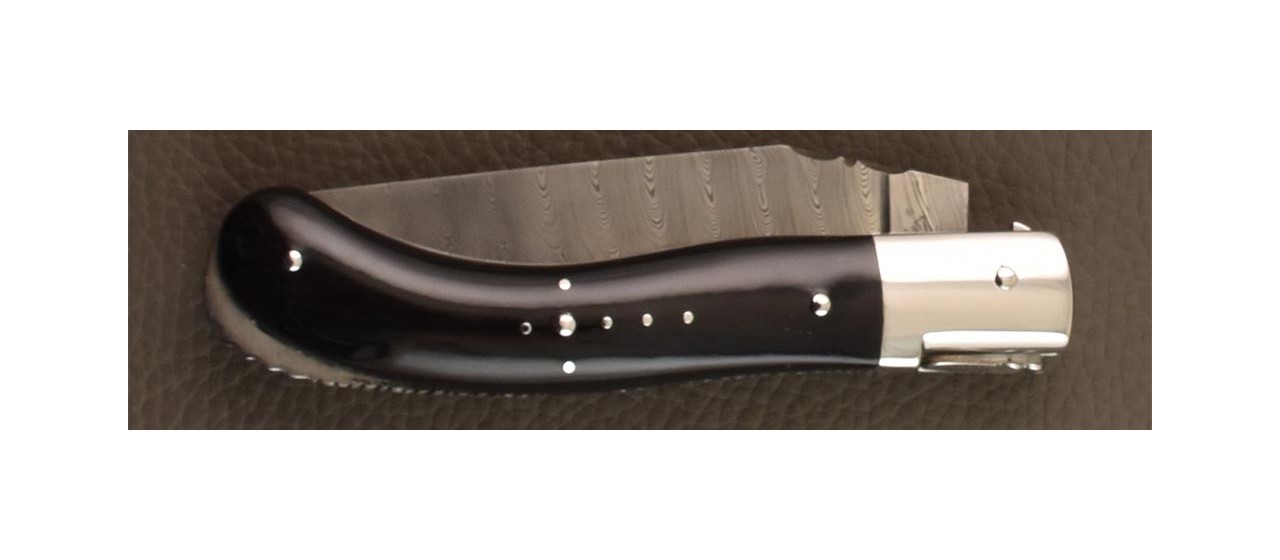 Laguiole knife buffalo horn and damascus blade