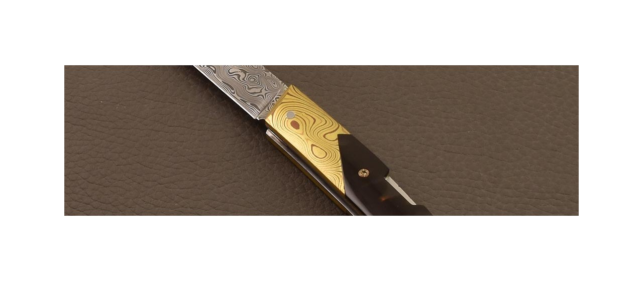 Le Thiers® Advance Damascus Genuine Tortoise & Mokume Gane bolster