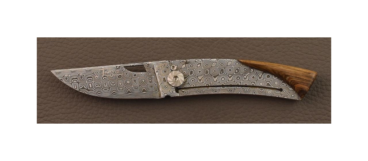Le Thiers® Damascus folding knife Pistachio wood