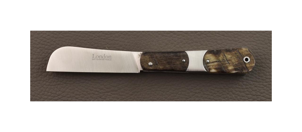London knife 9 cm folded Dark ram horn