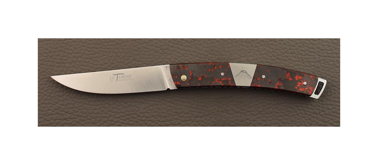 Le Thiers® Nature knife Fat Carbon Lava & engraving