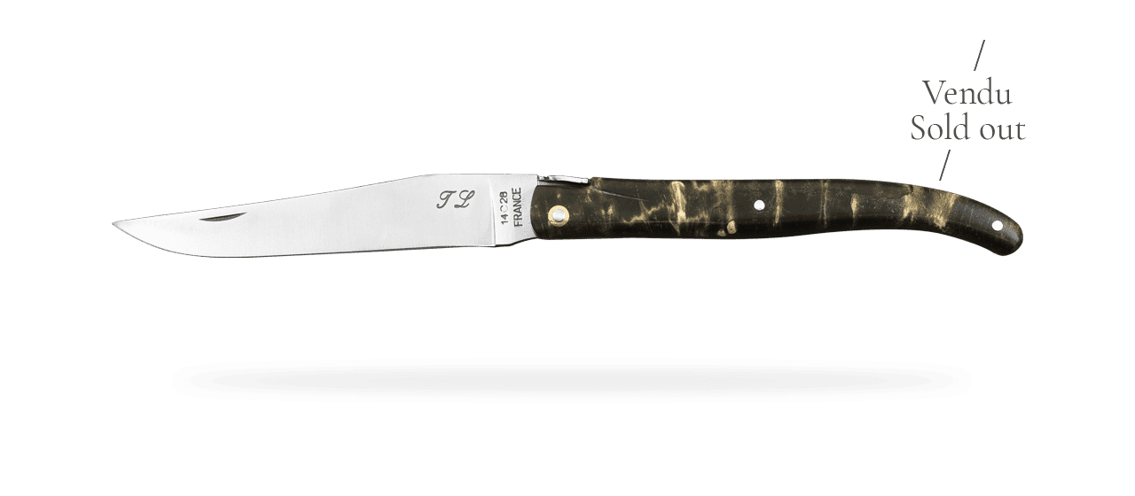 Laguiole 12cm plein manche Loupe de Peuplier noire par Jérôme Latreille