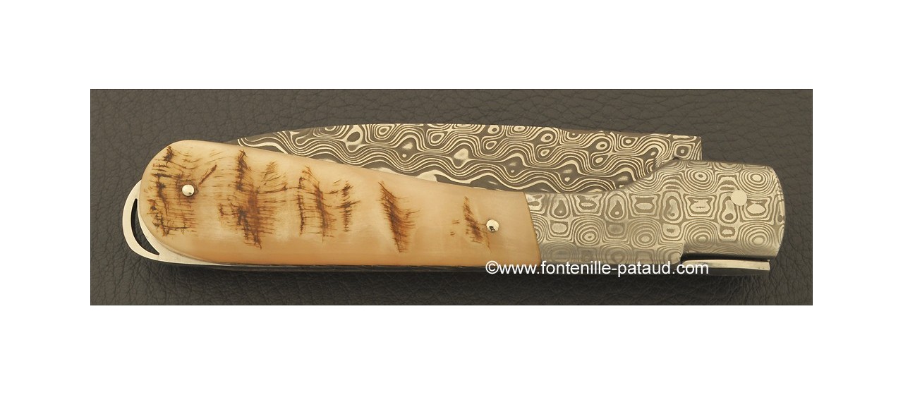 Corsican Sperone knife Damascus Range Ram horn