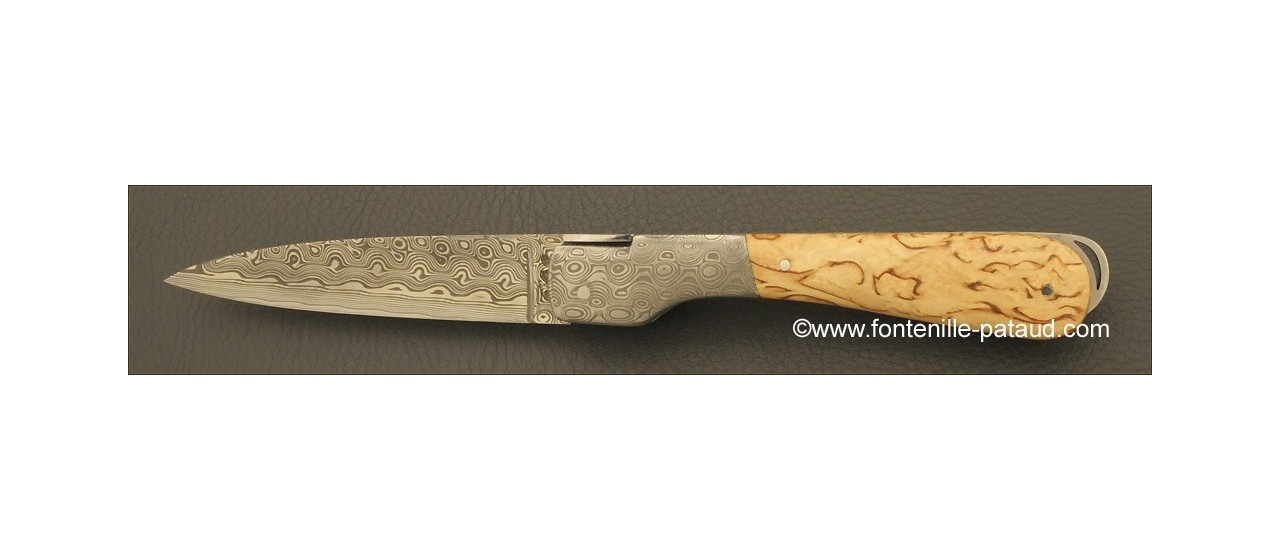 Corsican Sperone knife Damascus Range Curly birch