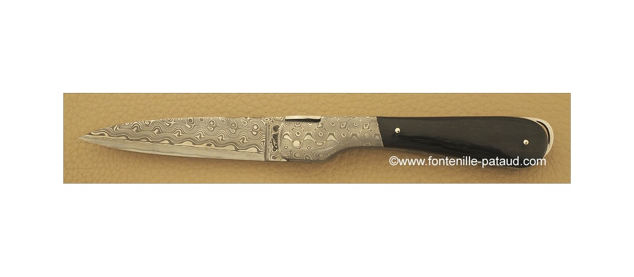 Corsican Sperone knife Damascus Range Real ebony
