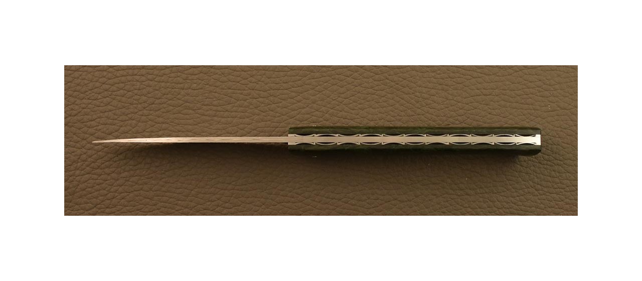 Lombard pen knife Damascus Fat Carbon Green Dark Matter