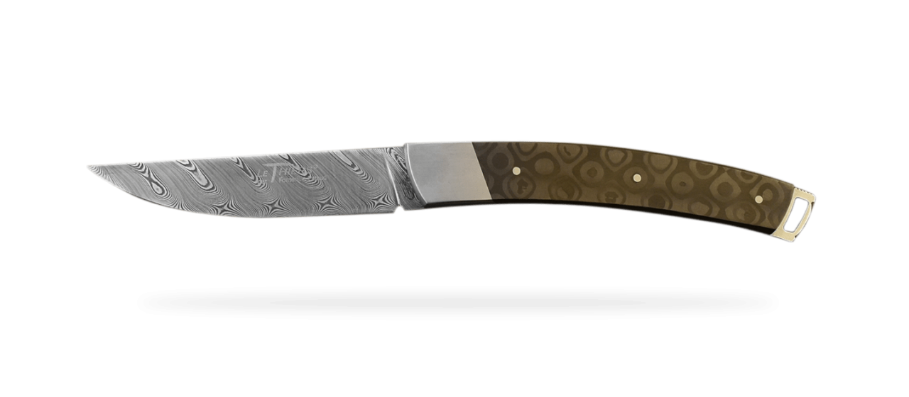 Le Thiers® Nature folding knife Damascus Fat Carbon Black Drop