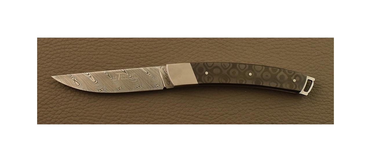 Le Thiers® Nature folding knife Damascus Fat Carbon Black Drop
