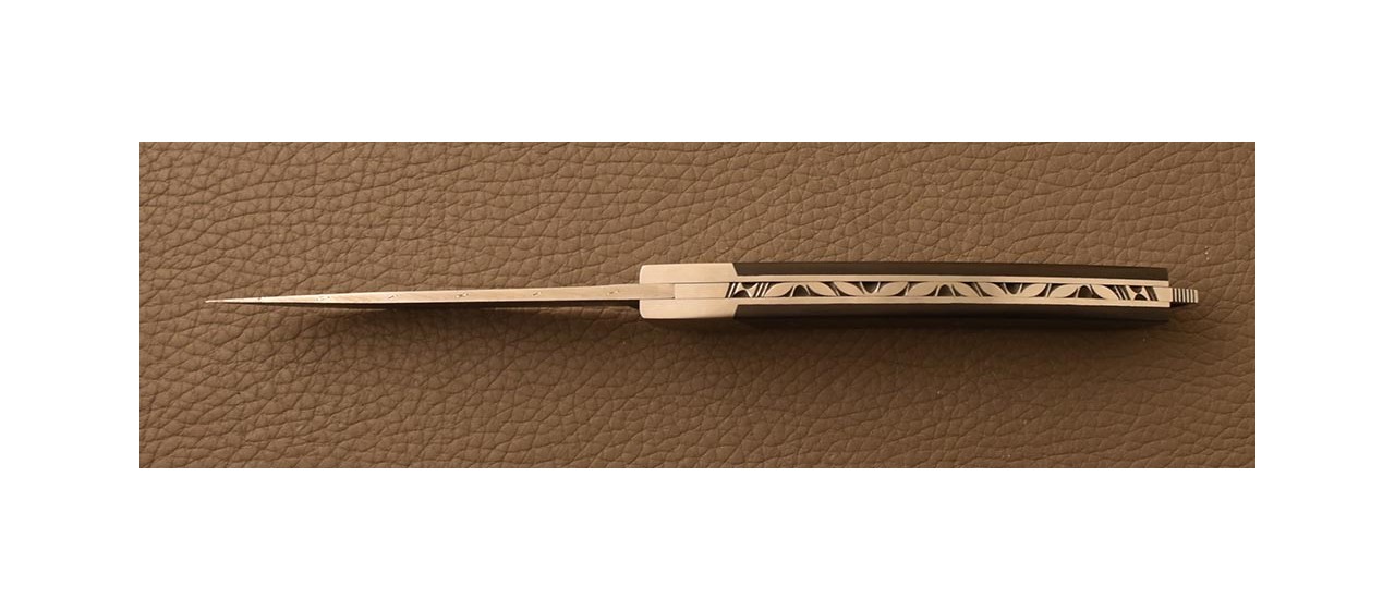 Couteau Le Thiers® Nature Damas Fat Carbon Goutte Noire