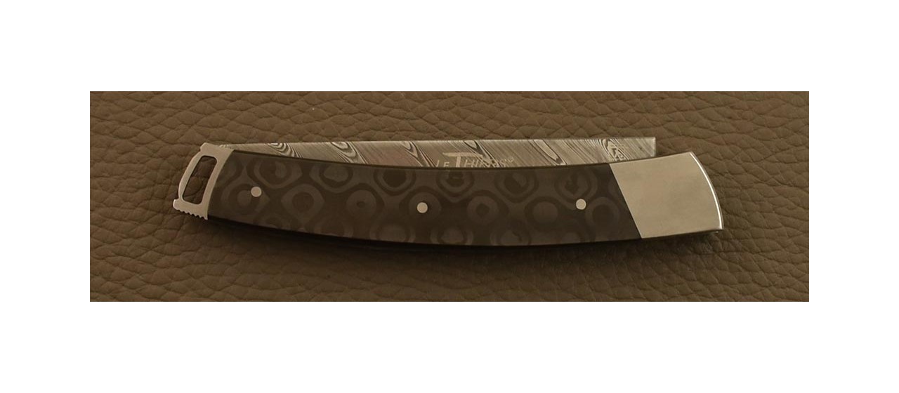 Le Thiers® Nature folding knife Damascus Fat Carbon Black Drop