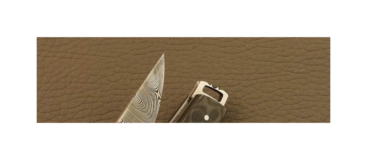 Le Thiers® Nature folding knife Damascus Fat Carbon Black Drop