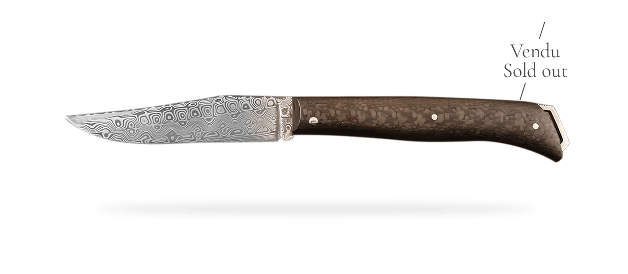 Le Saint-Bernard 11 cm Damascus "Guilloché" full Carbon fiber