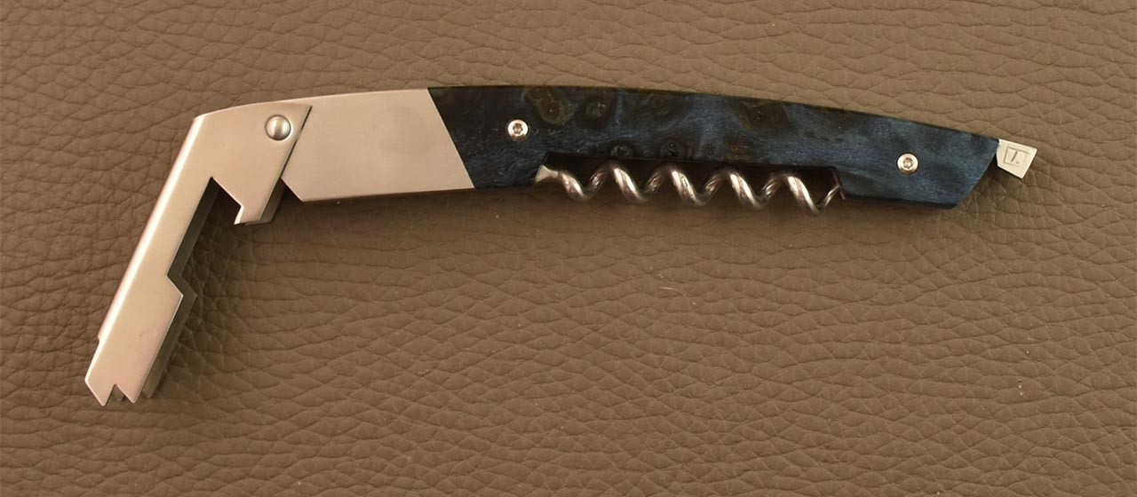 Le Thiers corkscrew Blue poplar burl by Fontenille Pataud, proudly made in France